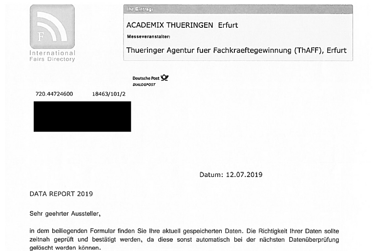 Gefälschtes ThAFF-Schreiben